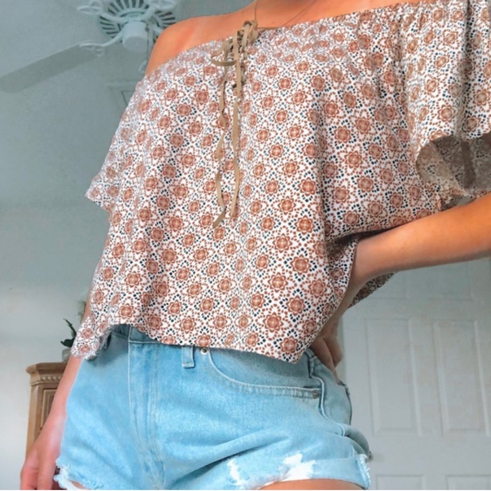 Patterned off the shoulder flowy top